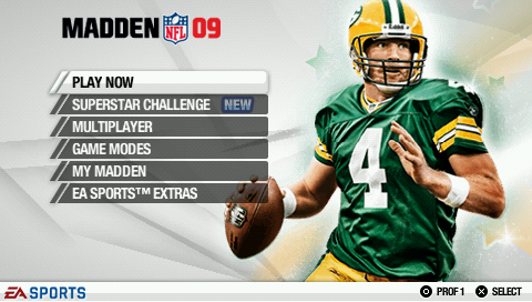 Madden NFL 09 title screen for PSP